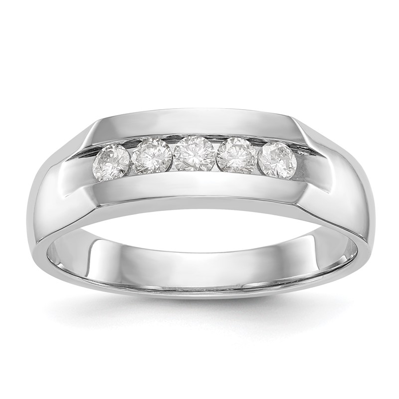 True Origin 14k White Gold Men's 1/3 carat Lab Grown Diamond VS DEF Five Stone Channel Band