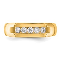 True Origin 14K Yellow Gold Men's 0.33 Carat Lab Grown Diamond VS+ F+ Complete Channel Five Stone Band view 4