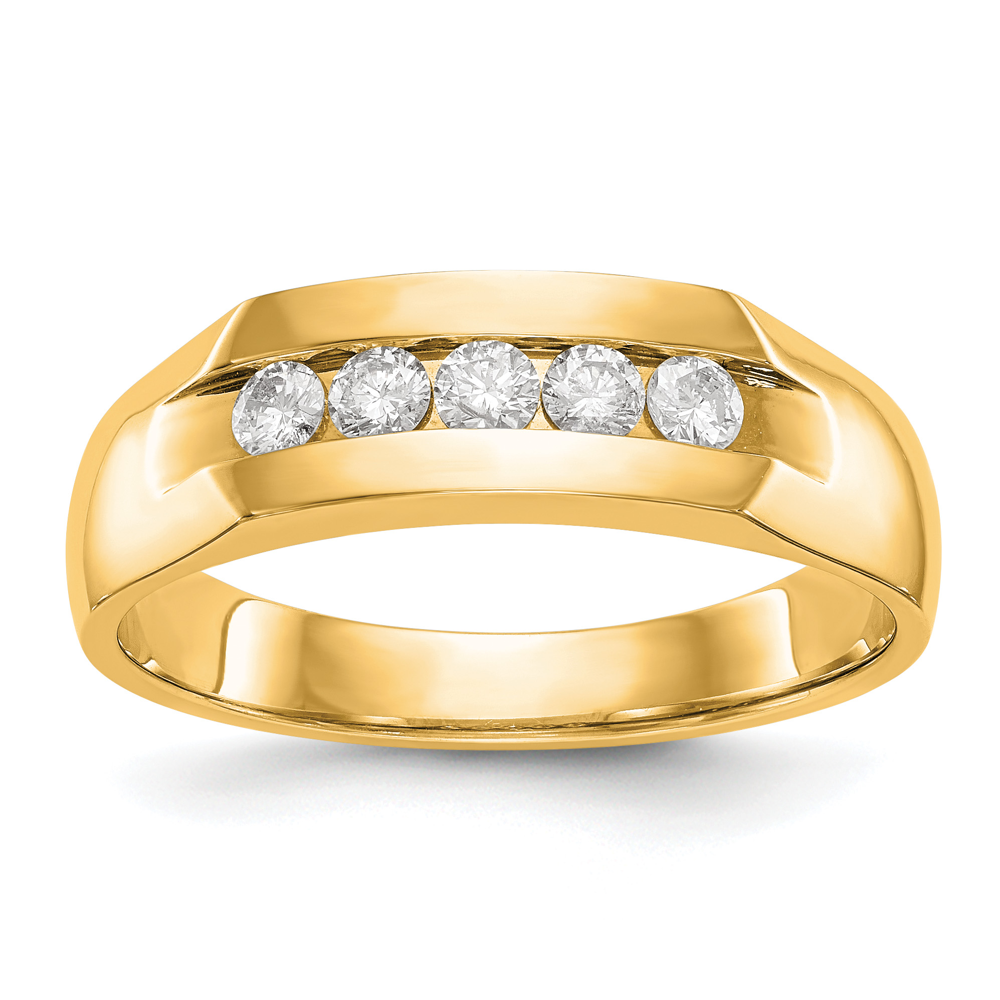 True Origin 14k Men's 1/3 carat Lab Grown Diamond VS DEF Five Stone Channel Band (RM3461B-035-YLD)