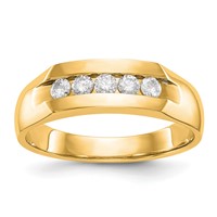 True Origin 14K Yellow Gold Men's 0.33 Carat Lab Grown Diamond VS+ F+ Complete Channel Five Stone Band view 1
