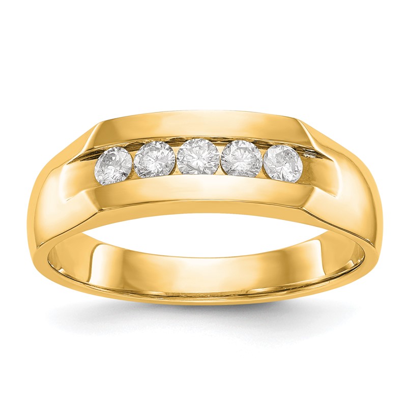 True Origin 14k Men's 1/3 carat Lab Grown Diamond VS DEF Five Stone Channel Band