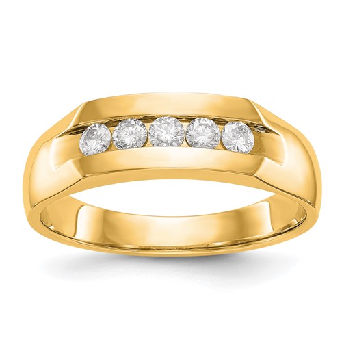 True Origin 14K Yellow Gold Men's 0.33 Carat Lab Grown Diamond VS+ F+ Complete Channel Five Stone Band