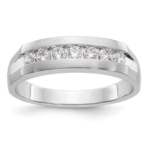 True Origin 14K White Gold Men's 0.50 Carat Lab Grown Diamond VS+ F+ Complete Channel Band