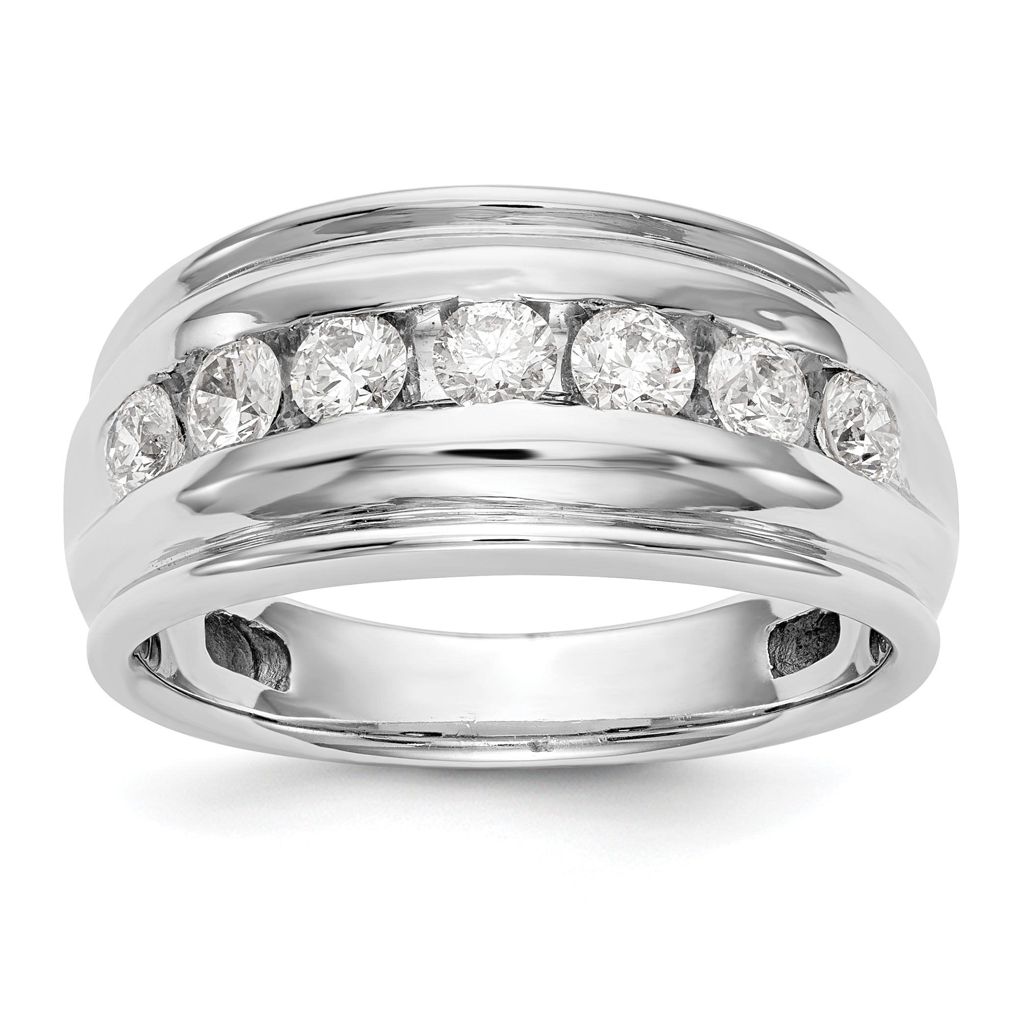 IBGoodman 14k White Gold 1 carat Lab Grown Diamond VS/SI+ G+ Seven Stone Complete Men's Ring (RM3464B-098-WLG)