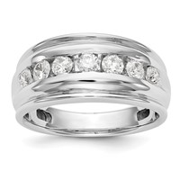 IBGoodman 14K White Gold 1 Carat Lab Grown Diamond VS SI+ G+ Seven Stone Complete Men's Ring view 1