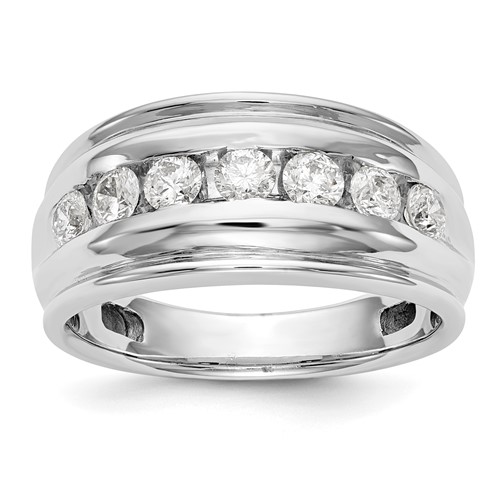 IBGoodman 14K White Gold 1 Carat Lab Grown Diamond VS SI+ G+ Seven Stone Complete Men's Ring
