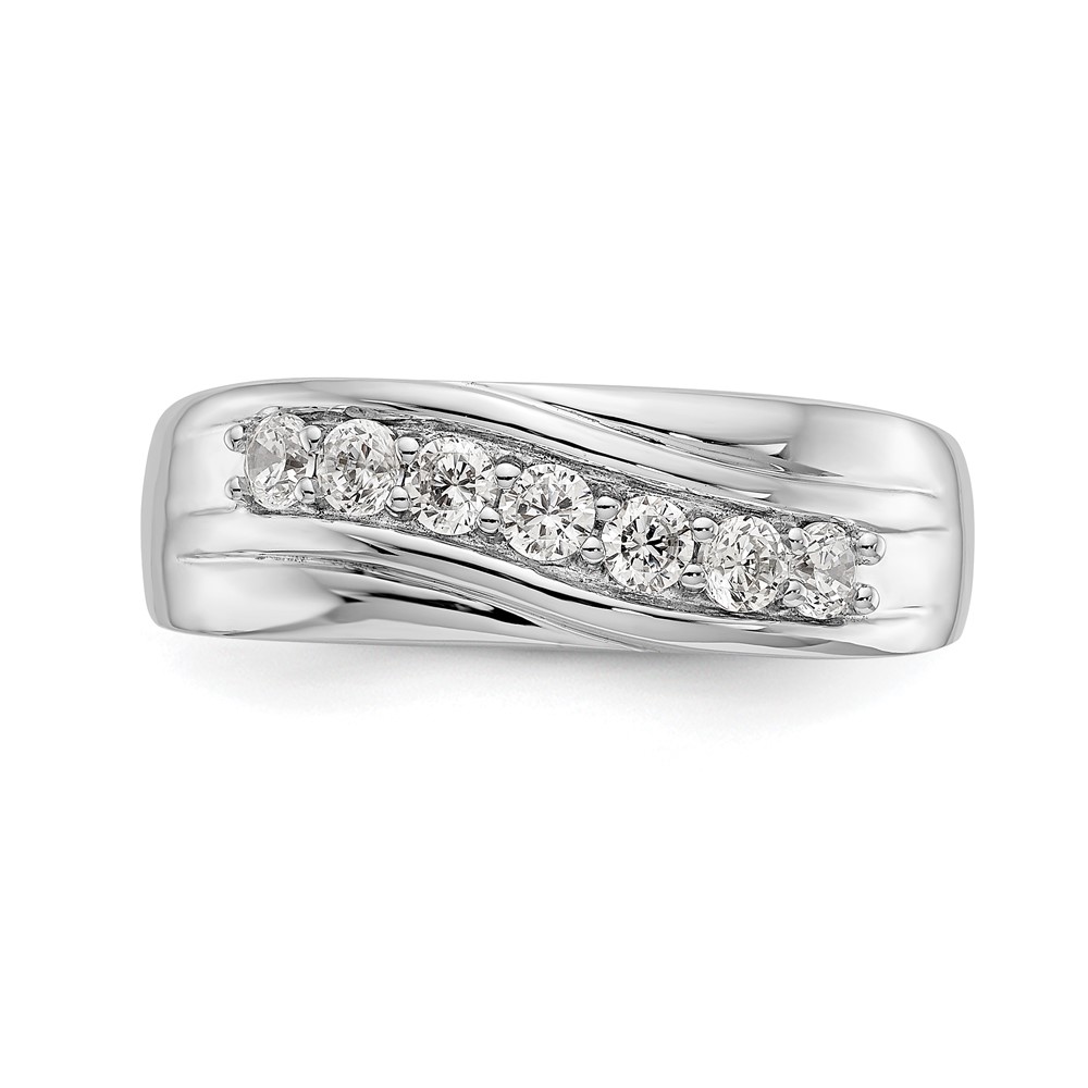 IBGoodman 14k White Gold 1/2 carat Lab Grown Diamond VS/SI+ G+ Seven Stone Complete Men's Ring (RM3469B-049-10WLG)