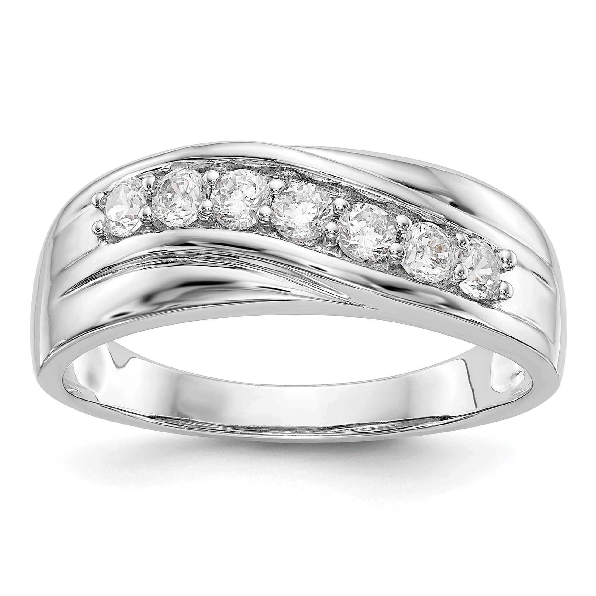 IBGoodman 14k White Gold 1/2 carat Lab Grown Diamond VS/SI+ G+ Seven Stone Complete Men's Ring (RM3469B-049-10WLG)