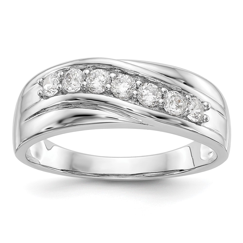 IBGoodman 14K White Gold 0.50 Carat Lab Grown Diamond VS SI+ G+ Seven Stone Complete Men's Ring