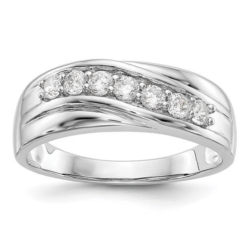 IBGoodman 14K White Gold 0.50 Carat Lab Grown Diamond VS SI+ G+ Seven Stone Complete Men's Ring