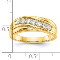 IBGoodman 14K Yellow Gold 0.50 Carat Lab Grown Diamond VS SI+ G+ Seven Stone Complete Men's Ring view 3