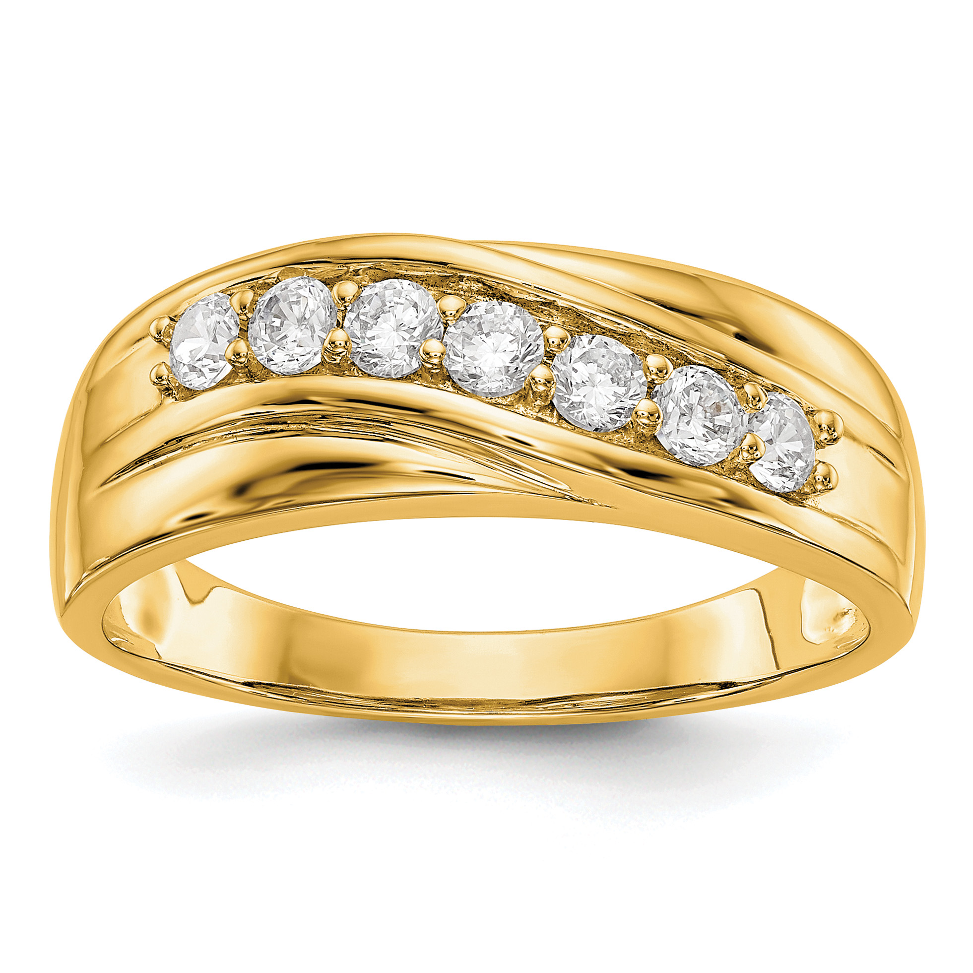 IBGoodman 14k 1/2 carat Lab Grown Diamond VS/SI+ G+ Seven Stone Complete Men's Ring (RM3469B-049-10YLG)