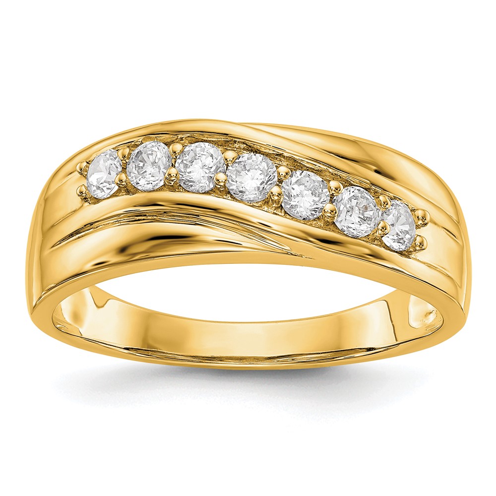 IBGoodman 14K Yellow Gold 0.50 Carat Lab Grown Diamond VS SI+ G+ Seven Stone Complete Men's Ring