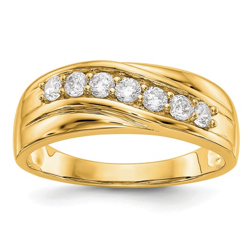 IBGoodman 14K Yellow Gold 0.50 Carat Lab Grown Diamond VS SI+ G+ Seven Stone Complete Men's Ring