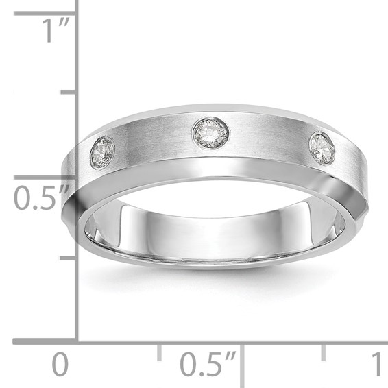 14K White Gold 3-Stone Bezel (Holds 3-2.3mm Round) Men's Band Mounting