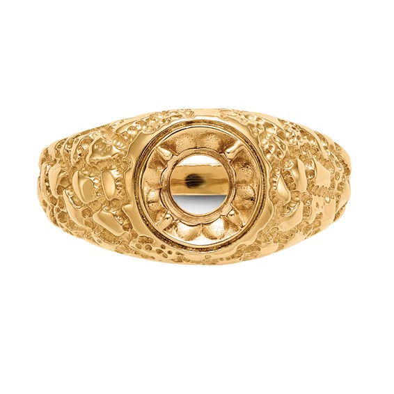 14k 1-Stone Fancy Polished Nugget Men's Diamond Ring Mounting