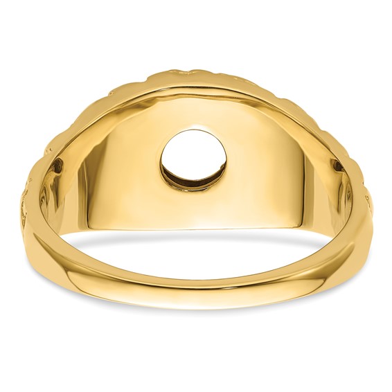 14k 1-Stone Fancy Polished Nugget Men's Diamond Ring Mounting