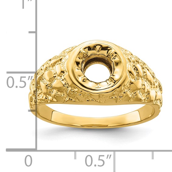 14k 1-Stone Fancy Polished Nugget Men's Diamond Ring Mounting