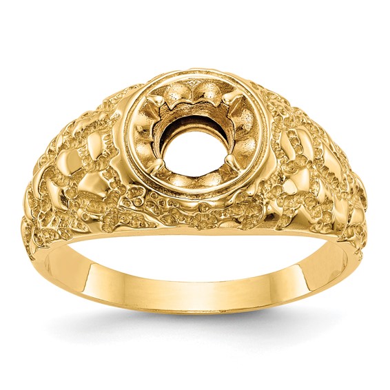 14k 1-Stone Fancy Polished Nugget Men's Diamond Ring Mounting