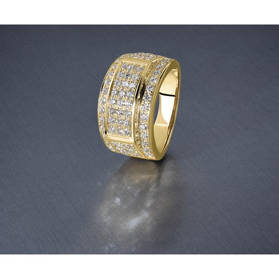 True Origin 14K Yellow Gold Men's 3 carat Lab Grown Diamond VS+ F+ Complete Heirloom Ring