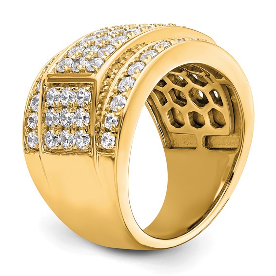 True Origin 14K Yellow Gold Men's 3 carat Lab Grown Diamond VS+ F+ Complete Heirloom Ring