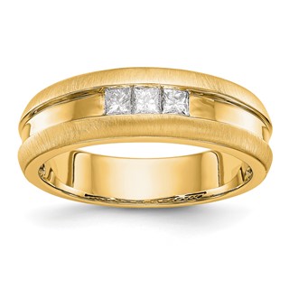 14K Yellow Gold Diamond Men's Band