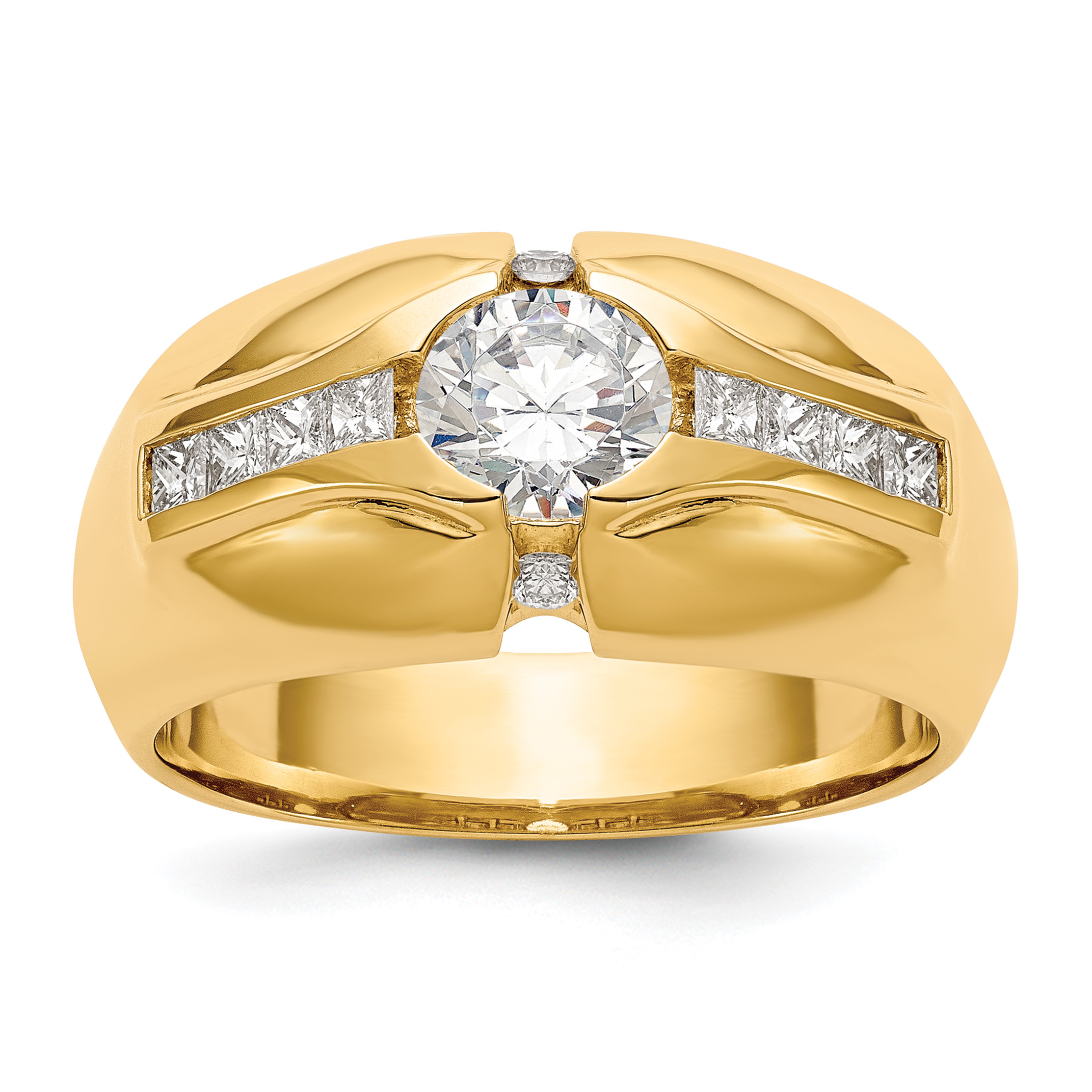 14K (Holds 3/4 carat (5.5mm) Round Center) 1/2 carat Diamond Men's Semi-Mount Ring (RM3502B-045-YAA)