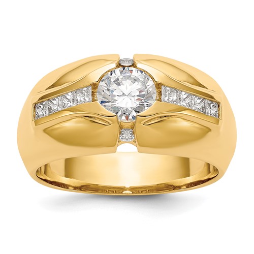 IB Goodman 14K (Holds 3/4 carat (5.5mm) Round Center) 1/2 carat Diamond Mens Semi-Mount Ring