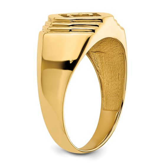 IB Goodman 14k Polished (Holds 1/2 carat (5.0mm) Round Center) Mens Ring Mounting