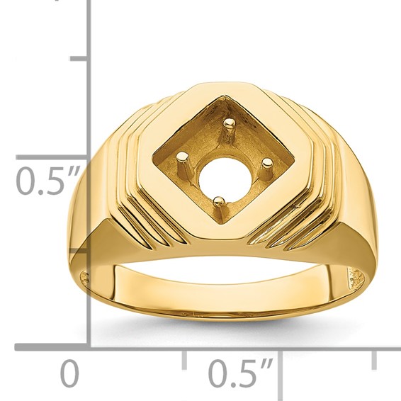 IB Goodman 14k Polished (Holds 1/2 carat (5.0mm) Round Center) Mens Ring Mounting