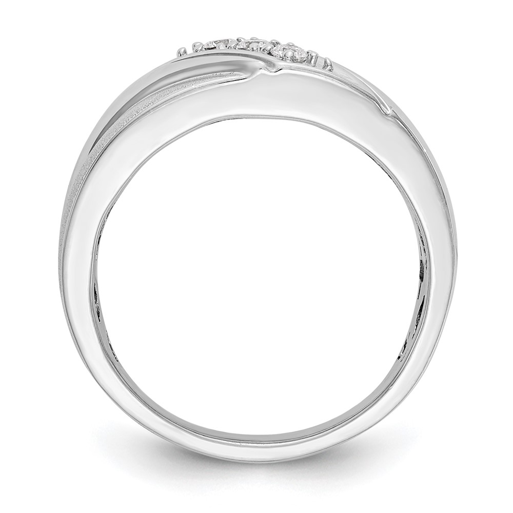 IBGoodman 14k White Gold 1/6 carat Lab Grown Diamond VS/SI+ G+ Three Stone Complete Men's Ring (RM3507B-015-12WLG)