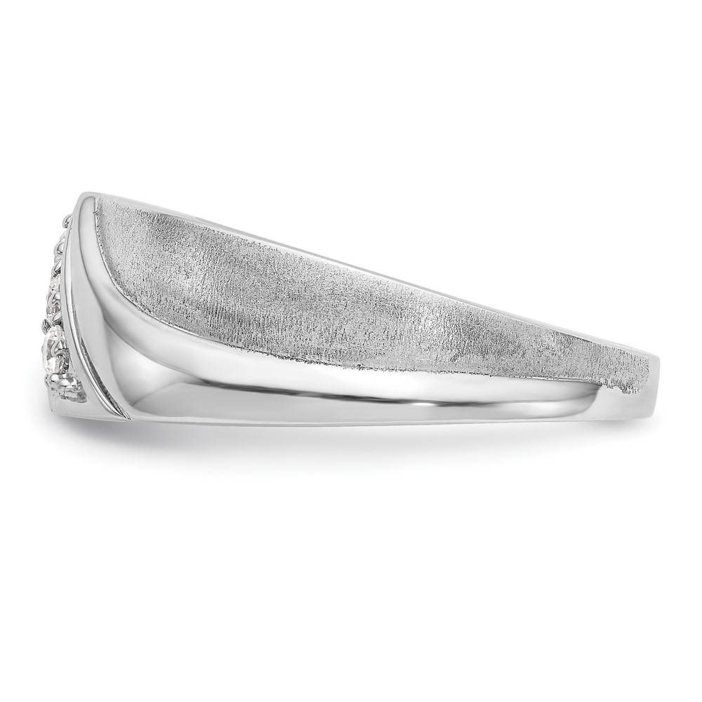 IBGoodman 14k White Gold 1/6 carat Lab Grown Diamond VS/SI+ G+ Three Stone Complete Men's Ring (RM3507B-015-12WLG)