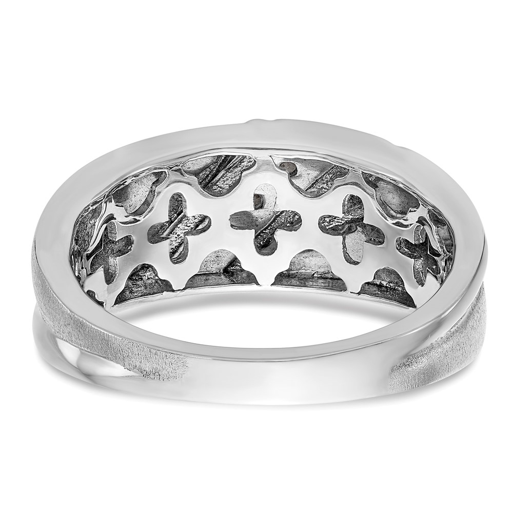 IBGoodman 14k White Gold 1/6 carat Lab Grown Diamond VS/SI+ G+ Three Stone Complete Men's Ring (RM3507B-015-12WLG)
