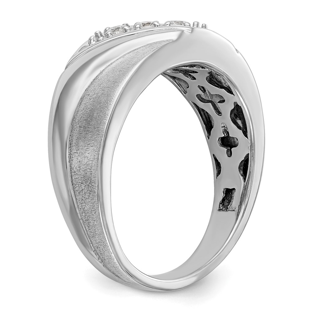 IBGoodman 14k White Gold 1/6 carat Lab Grown Diamond VS/SI+ G+ Three Stone Complete Men's Ring (RM3507B-015-12WLG)