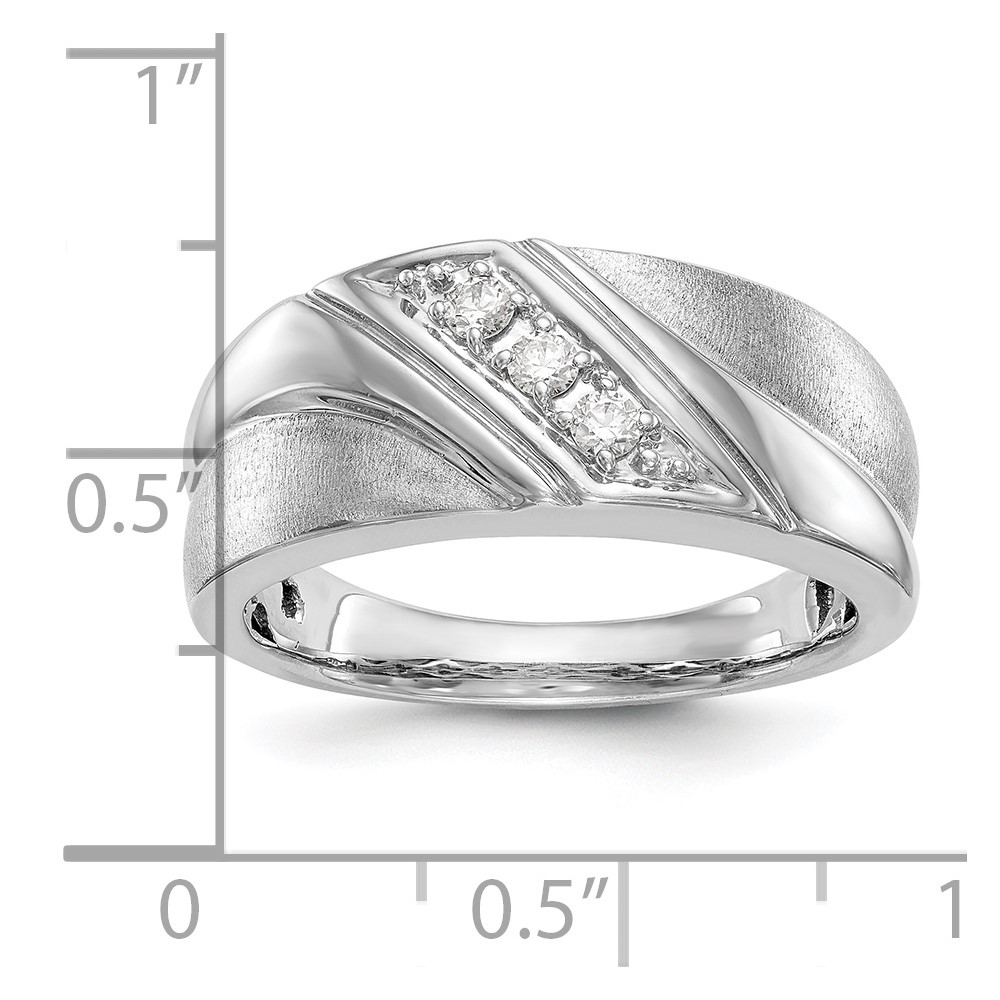 IBGoodman 14k White Gold 1/6 carat Lab Grown Diamond VS/SI+ G+ Three Stone Complete Men's Ring (RM3507B-015-12WLG)