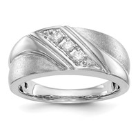 IBGoodman 14K White Gold 0.17 Carat Lab Grown Diamond VS SI+ G+ Three Stone Complete Men's Ring view 1