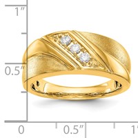 IBGoodman 14K Yellow Gold 0.17 Carat Lab Grown Diamond VS SI+ G+ Three Stone Complete Men's Ring view 3