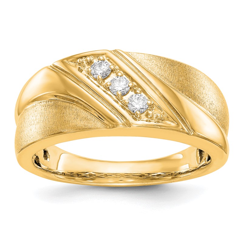 IBGoodman 14k 1/6 carat Lab Grown Diamond VS/SI+ G+ Three Stone Complete Men's Ring