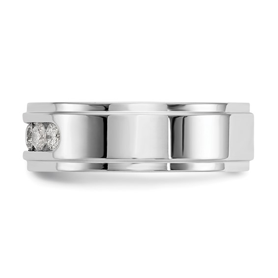 14kw Polished Step Edge Men's Diamond Ring Mtg (Closed)