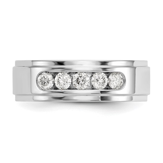 14kw Polished Step Edge Men's Diamond Ring Mtg (Closed)