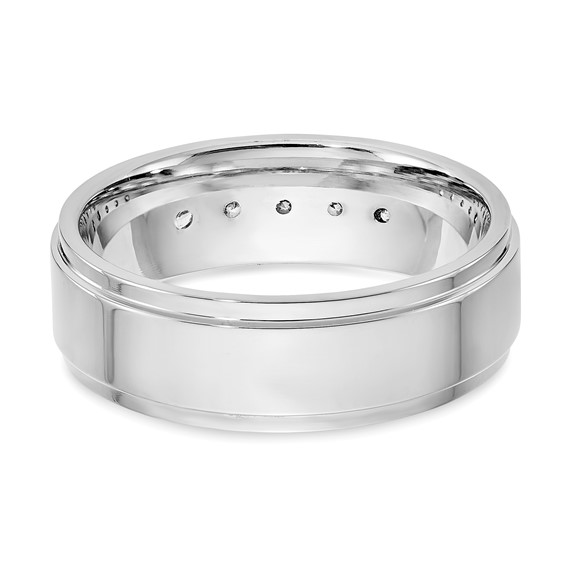 14kw Polished Step Edge Men's Diamond Ring Mtg (Closed)