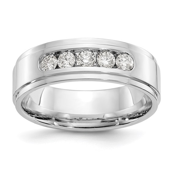14kw Polished Step Edge Men's Diamond Ring Mtg (Closed)