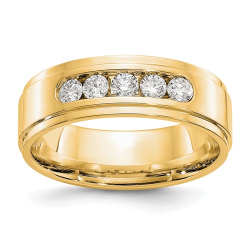 14ky Polished Step Edge Men's Diamond Ring Mtg (Closed)