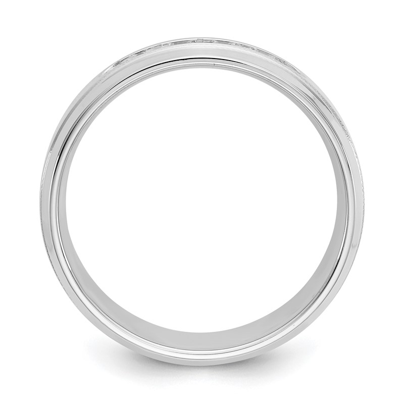 True Origin 14K White Gold Men's 1/2 carat Lab Grown Diamond VS  D E F Polished Five Stone Beveled Edge Miligrain Size 13 Band