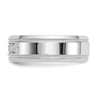 True Origin 14K White Gold 0.50 Carat Lab Grown Diamond VS+ F+ Complete Bevel Miligrain Band view 3