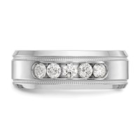 True Origin 14K White Gold 0.50 Carat Lab Grown Diamond VS+ F+ Complete Bevel Miligrain Band view 4