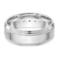 True Origin 14K White Gold 0.50 Carat Lab Grown Diamond VS+ F+ Complete Bevel Miligrain Band view 5