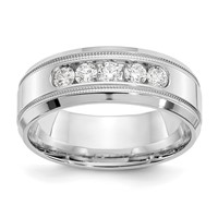 True Origin 14K White Gold 0.50 Carat Lab Grown Diamond VS+ F+ Complete Bevel Miligrain Band view 1