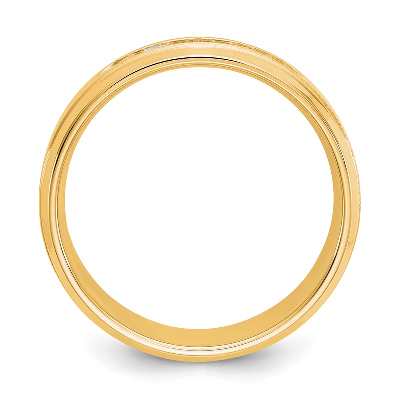 True Origin 14K Men's 1/2 carat Lab Grown Diamond VS  D E F Polished Five Stone Beveled Edge Miligrain Size 11 Band