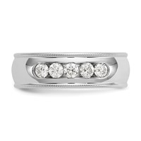 True Origin 14K White Gold Men's 0.50 Carat Lab Grown Diamond VS+ F+ Complete Miligrain Band view 4